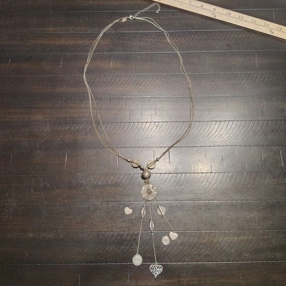 Lia Sophia Dangle Pendant Necklace Silver Tone Vintage